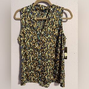 NIC+ZOE Blue Sleeveless V-Neck Printed Camisole